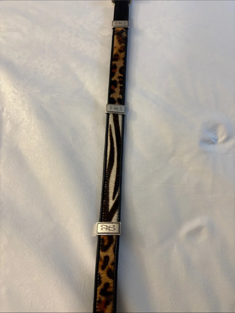 Brighton Leopard Print Leather Belt with Silver Accents
